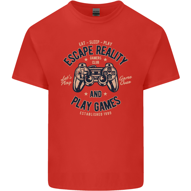 Escape Reality and Play Games Mens Cotton T-Shirt Tee Top Red