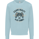 Escape Reality and Play Games Mens Sweatshirt Jumper Light Blue