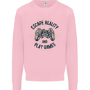 Escape Reality and Play Games Mens Sweatshirt Jumper Light Pink