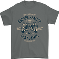 Escape Reality and Play Games Mens T-Shirt Cotton Gildan Charcoal
