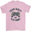 Escape Reality and Play Games Mens T-Shirt Cotton Gildan Light Pink