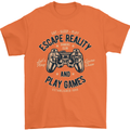 Escape Reality and Play Games Mens T-Shirt Cotton Gildan Orange