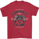 Escape Reality and Play Games Mens T-Shirt Cotton Gildan Red