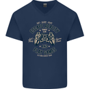 Escape Reality and Play Games Mens V-Neck Cotton T-Shirt Navy Blue