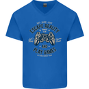 Escape Reality and Play Games Mens V-Neck Cotton T-Shirt Royal Blue