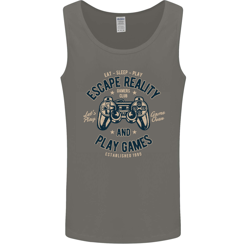 Escape Reality and Play Games Mens Vest Tank Top Charcoal