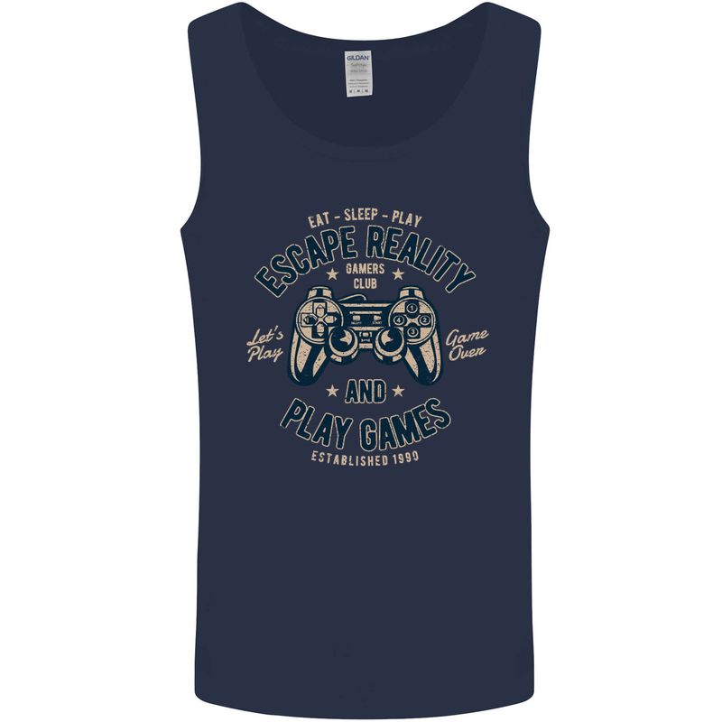 Escape Reality and Play Games Mens Vest Tank Top Navy Blue