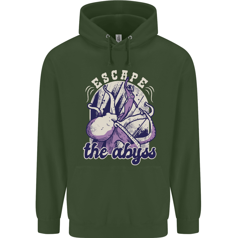 Escape the Abyss Scuba Diving Childrens Kids Hoodie Forest Green