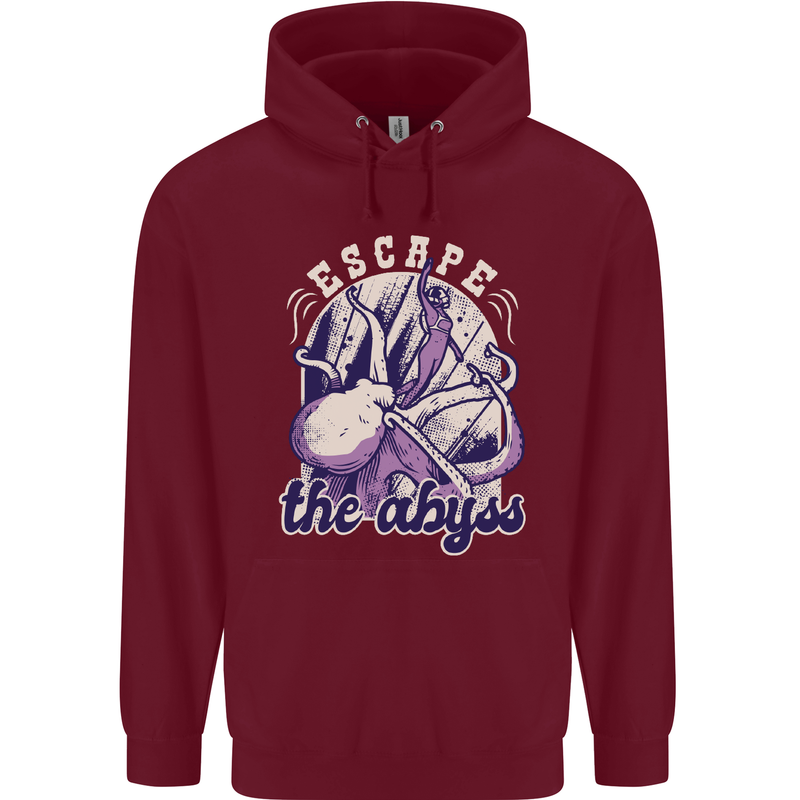 Escape the Abyss Scuba Diving Childrens Kids Hoodie Maroon