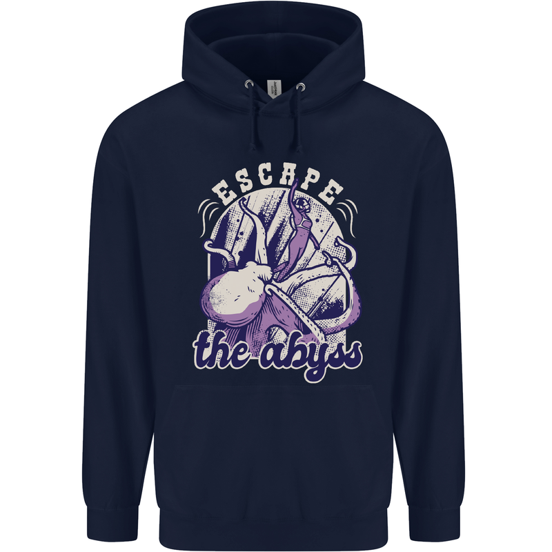 Escape the Abyss Scuba Diving Childrens Kids Hoodie Navy Blue