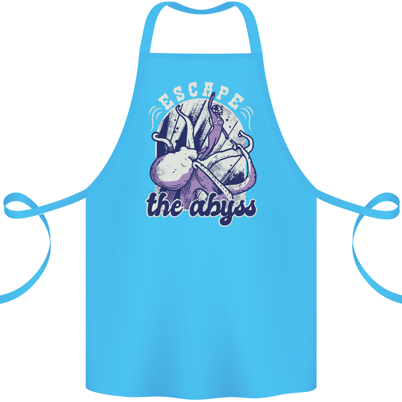 Escape the Abyss Scuba Diving Cotton Apron 100% Organic Turquoise