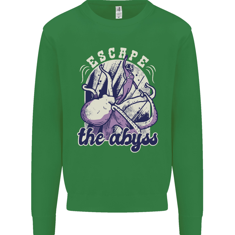 Escape the Abyss Scuba Diving Kids Sweatshirt Jumper Irish Green