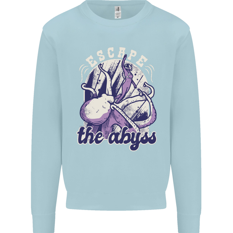 Escape the Abyss Scuba Diving Kids Sweatshirt Jumper Light Blue