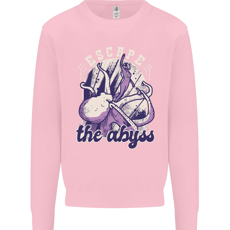 Escape the Abyss Scuba Diving Kids Sweatshirt Jumper Light Pink
