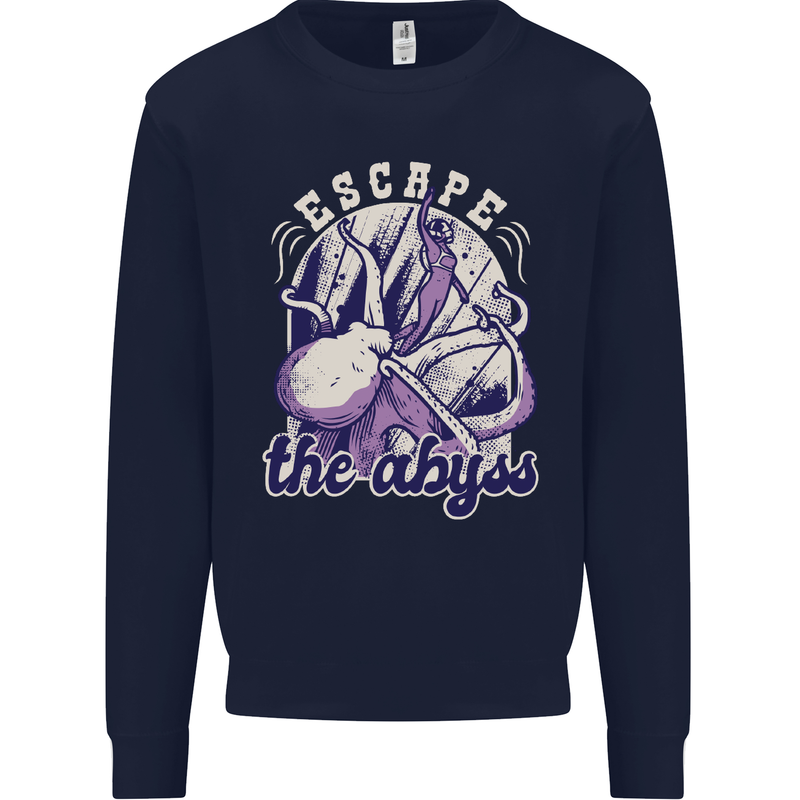 Escape the Abyss Scuba Diving Kids Sweatshirt Jumper Navy Blue