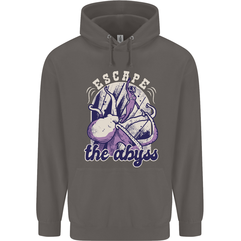 Escape the Abyss Scuba Diving Mens 80% Cotton Hoodie Charcoal
