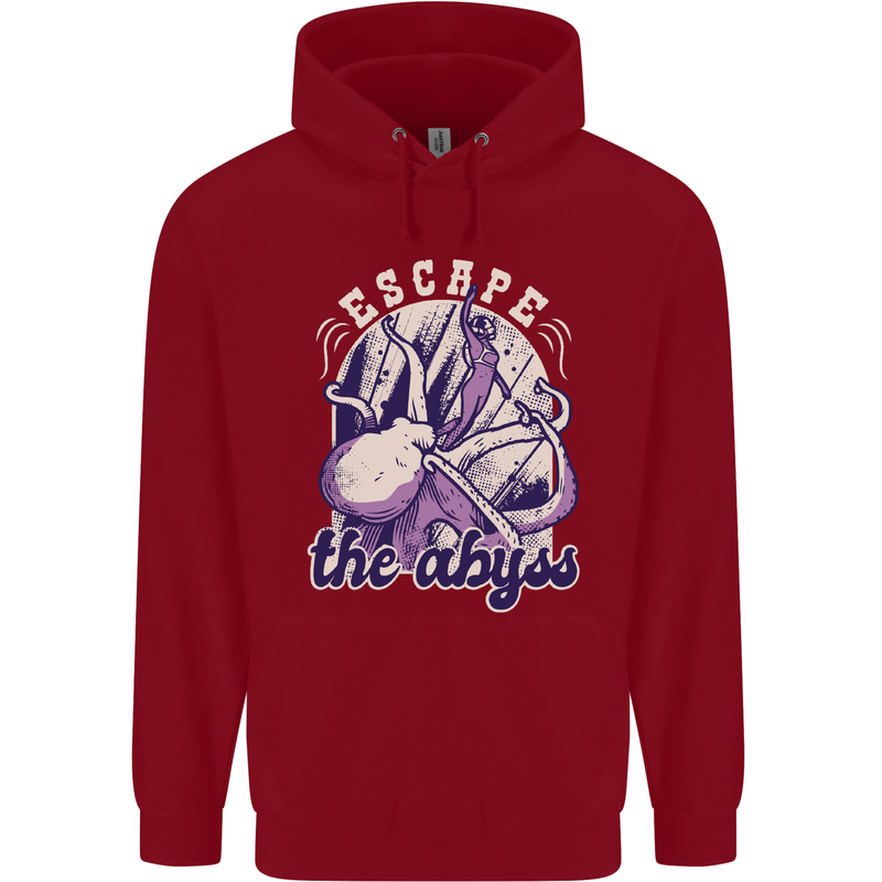Escape the Abyss Scuba Diving Mens 80% Cotton Hoodie Red