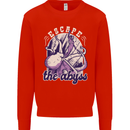 Escape the Abyss Scuba Diving Mens Sweatshirt Jumper Bright Red