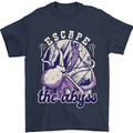 Escape the Abyss Scuba Diving Mens T-Shirt Cotton Gildan Navy Blue