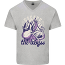 Escape the Abyss Scuba Diving Mens V-Neck Cotton T-Shirt Sports Grey