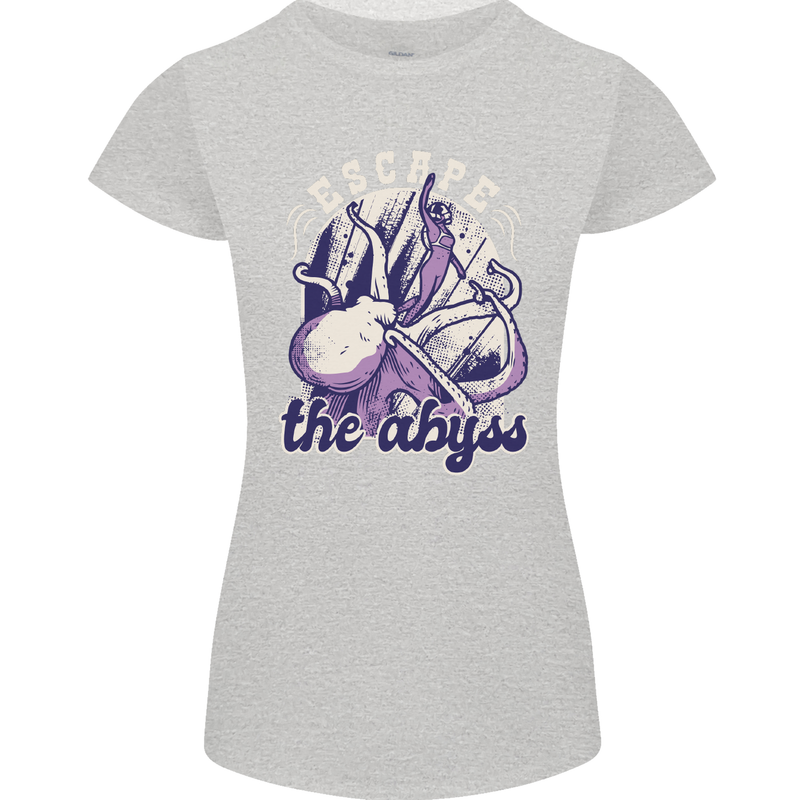Escape the Abyss Scuba Diving Womens Petite Cut T-Shirt Sports Grey