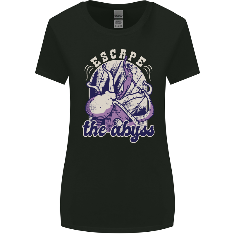 Escape the Abyss Scuba Diving Womens Wider Cut T-Shirt Black