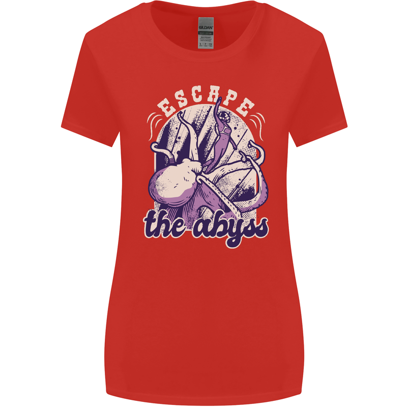 Escape the Abyss Scuba Diving Womens Wider Cut T-Shirt Red