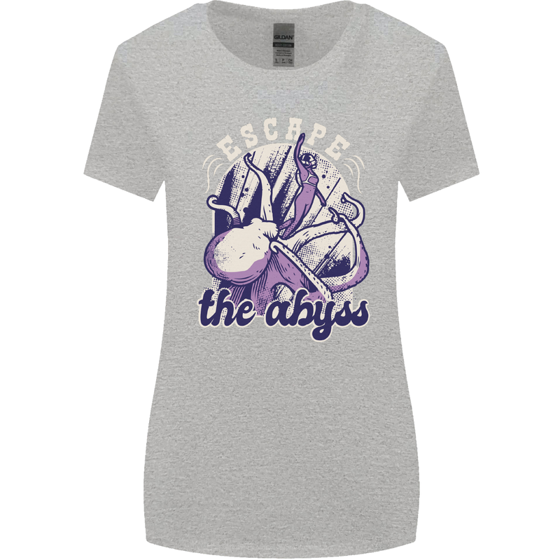 Escape the Abyss Scuba Diving Womens Wider Cut T-Shirt Sports Grey