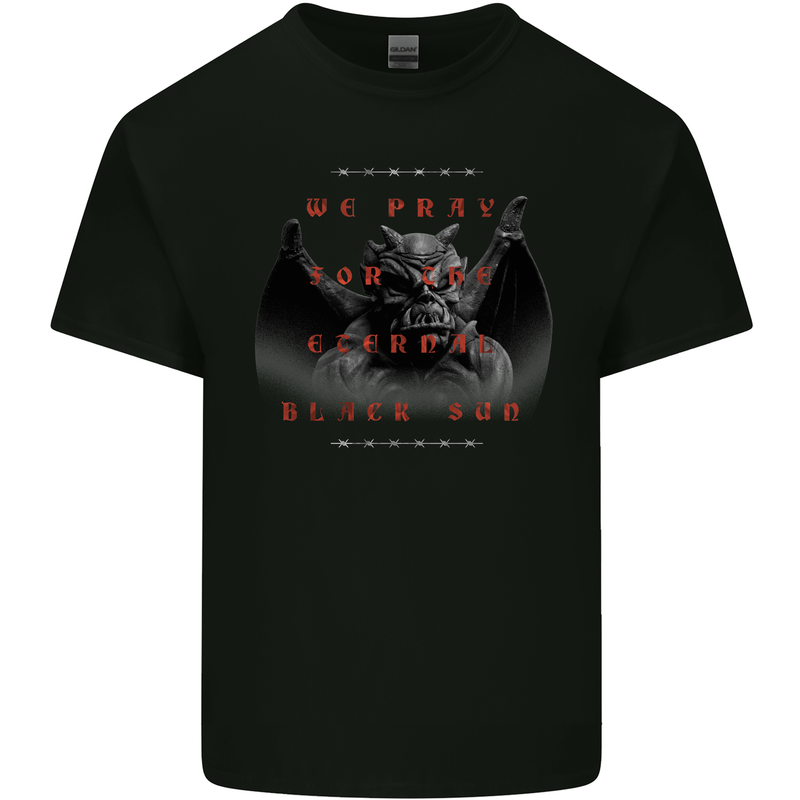 Eternal Black Sun Evil Demon Skull Gargoyle Kids T-Shirt Childrens Black