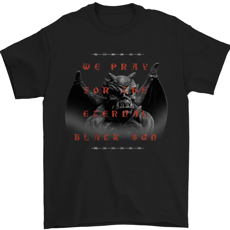 Eternal Black Sun Evil Demon Skull Gargoyle Mens T-Shirt 100% Cotton Black