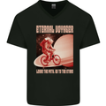 Eternal Voyager Cycling Bycycle Cyclist Mens V-Neck Cotton T-Shirt Black