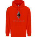 Ethereum Crypto Currency Childrens Kids Hoodie Bright Red
