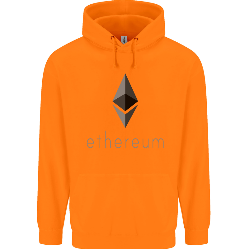 Ethereum Crypto Currency Childrens Kids Hoodie Orange