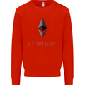 Ethereum Crypto Currency Kids Sweatshirt Jumper Bright Red