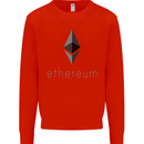 Ethereum Crypto Currency Kids Sweatshirt Jumper Bright Red