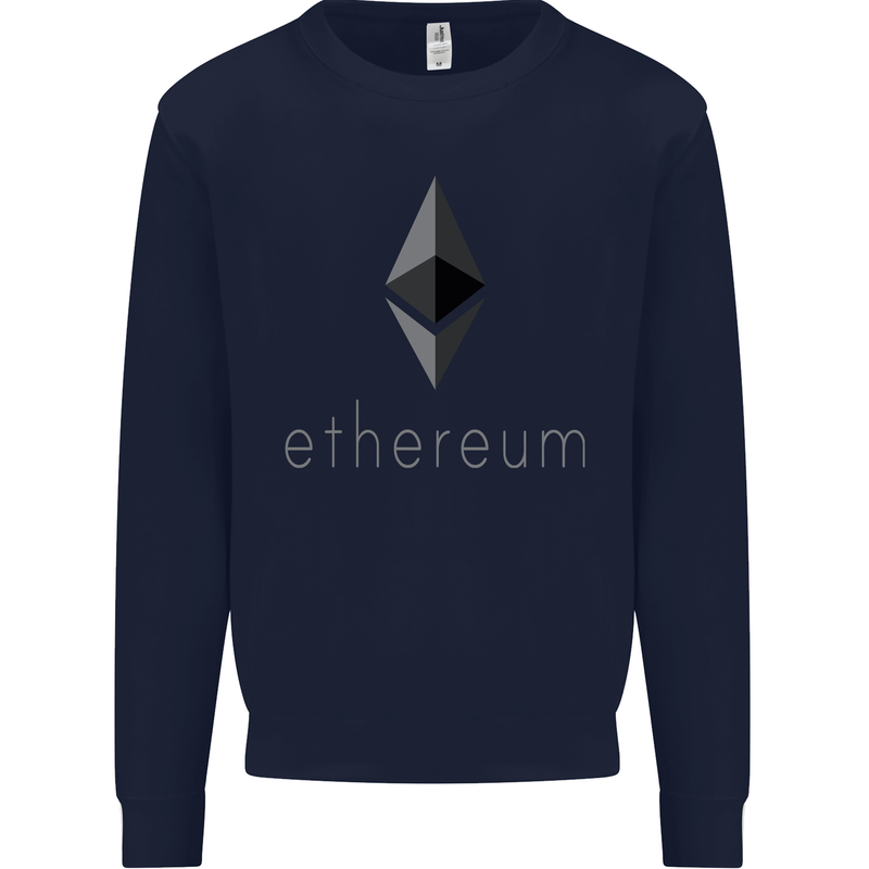Ethereum Crypto Currency Kids Sweatshirt Jumper Navy Blue