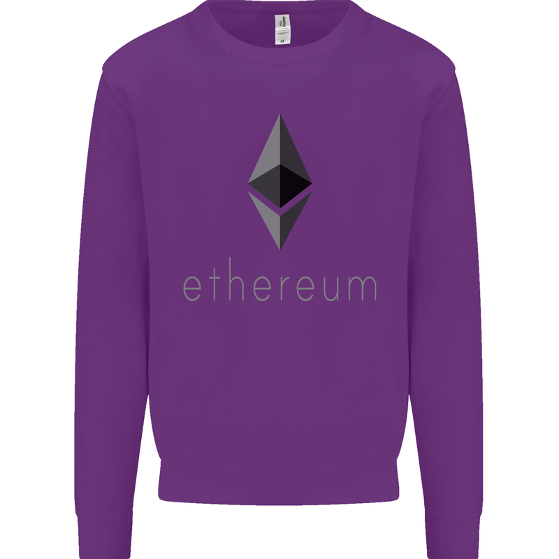 Ethereum Crypto Currency Kids Sweatshirt Jumper Purple
