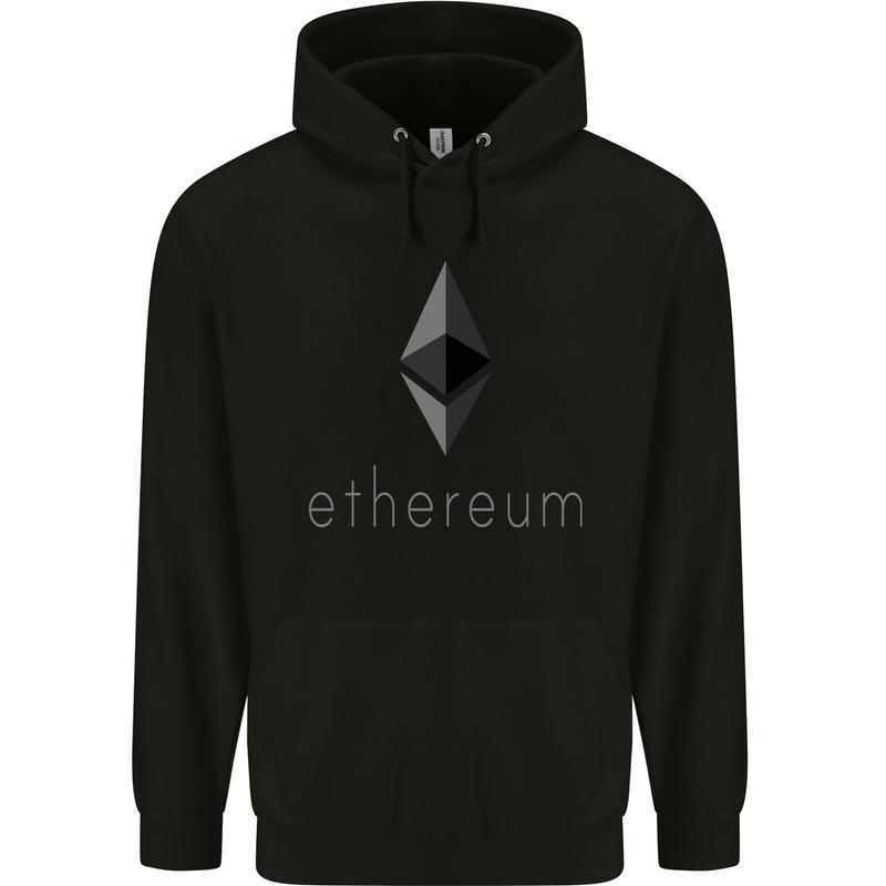 Ethereum Crypto Currency Mens 80% Cotton Hoodie Black
