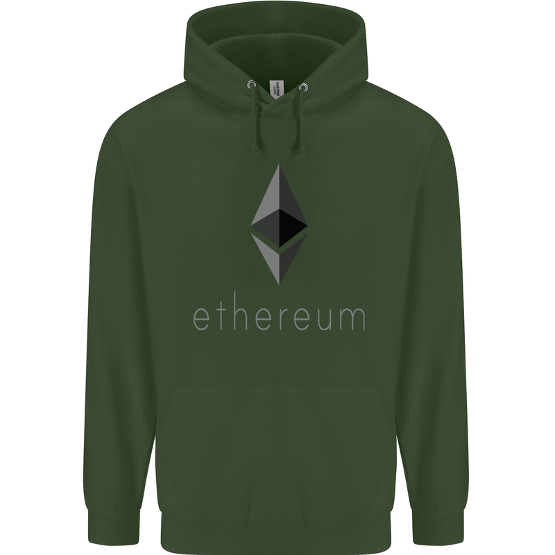 Ethereum Crypto Currency Mens 80% Cotton Hoodie Forest Green