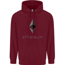 Ethereum Crypto Currency Mens 80% Cotton Hoodie Maroon