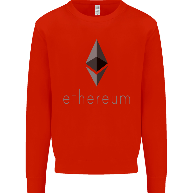 Ethereum Crypto Currency Mens Sweatshirt Jumper Bright Red