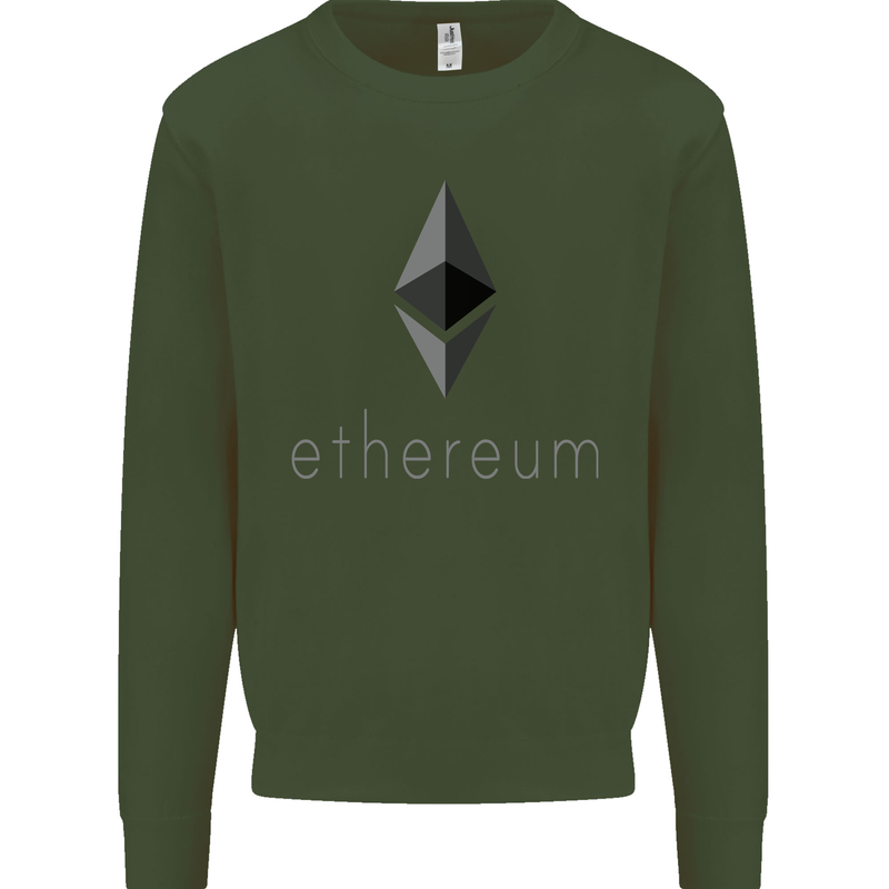 Ethereum Crypto Currency Mens Sweatshirt Jumper Forest Green