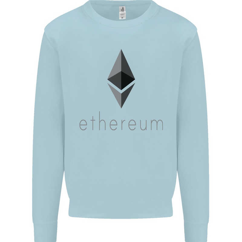 Ethereum Crypto Currency Mens Sweatshirt Jumper Light Blue