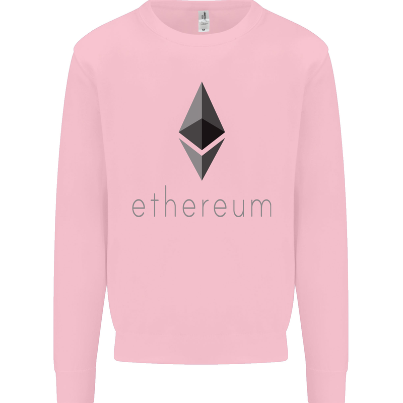 Ethereum Crypto Currency Mens Sweatshirt Jumper Light Pink