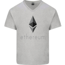 Ethereum Crypto Currency Mens V-Neck Cotton T-Shirt Sports Grey