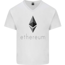 Ethereum Crypto Currency Mens V-Neck Cotton T-Shirt White
