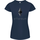 Ethereum Crypto Currency Womens Petite Cut T-Shirt Navy Blue