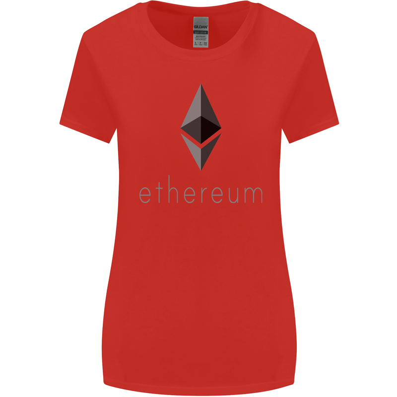 Ethereum Crypto Currency Womens Wider Cut T-Shirt Red