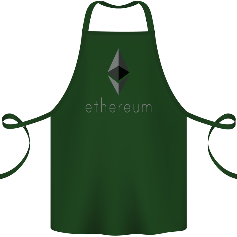 Ethereum Cryptocurrency Bitcoin Cotton Apron 100% Organic Forest Green