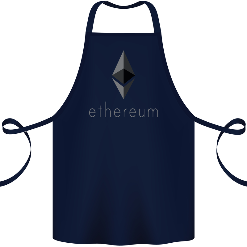 Ethereum Cryptocurrency Bitcoin Cotton Apron 100% Organic Navy Blue